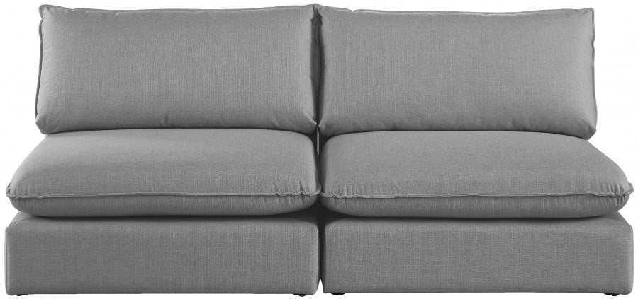 Mackenzie Grey Linen Textured 80" Modular Loveseat from Meridian - Luna Furniture