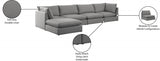 Mackenzie Grey Linen Textured Modular Sectional from Meridian - Luna Furniture