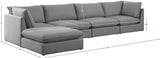 Mackenzie Grey Linen Textured Modular Sectional from Meridian - Luna Furniture