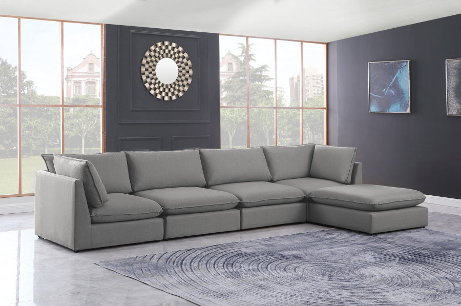 Mackenzie Grey Linen Textured Modular Sectional from Meridian - Luna Furniture