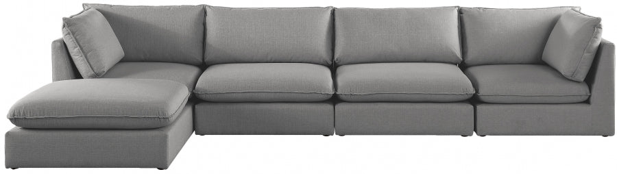 Mackenzie Grey Linen Textured Modular Sectional from Meridian - Luna Furniture