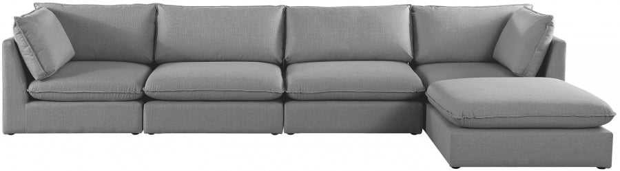 Mackenzie Grey Linen Textured Modular Sectional from Meridian - Luna Furniture