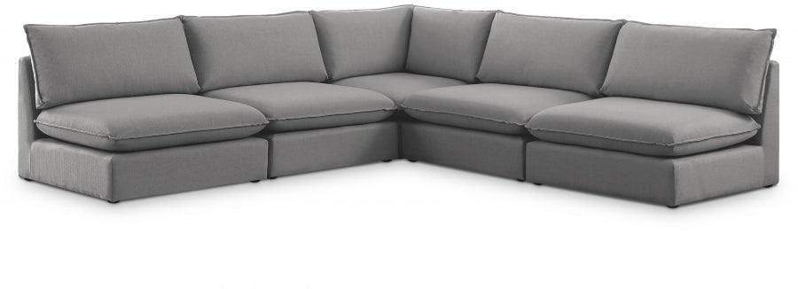 Mackenzie Grey Linen Textured Modular Sectional from Meridian - Luna Furniture