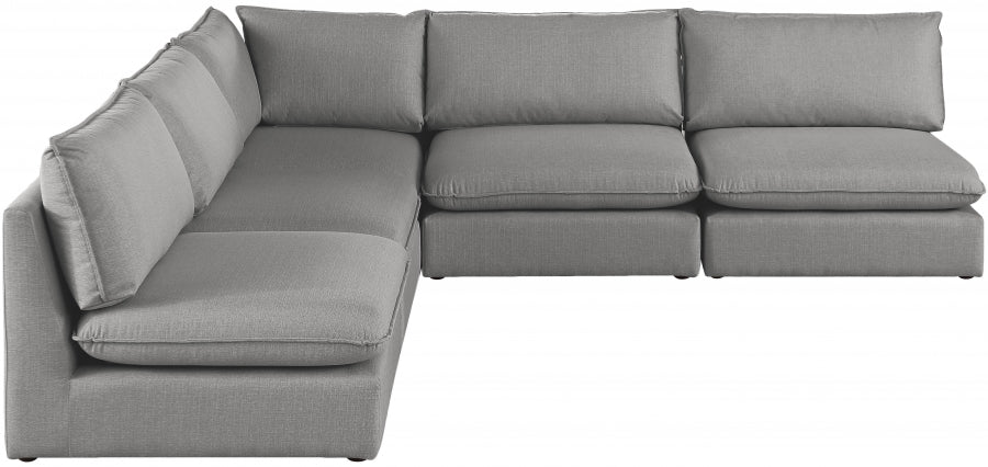 Mackenzie Grey Linen Textured Modular Sectional from Meridian - Luna Furniture