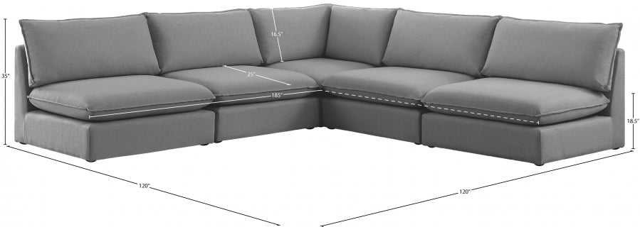 Mackenzie Grey Linen Textured Modular Sectional from Meridian - Luna Furniture