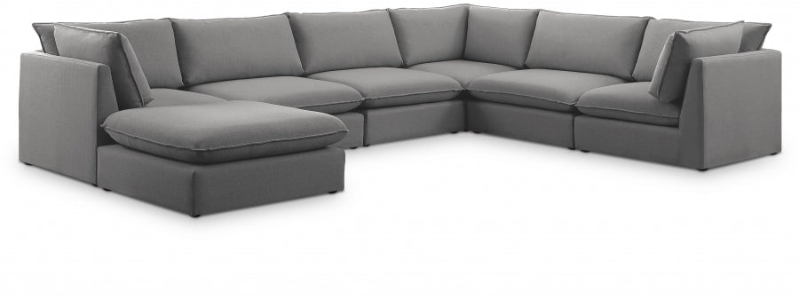 Mackenzie Grey Linen Textured Modular Sectional from Meridian - Luna Furniture