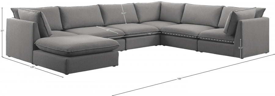 Mackenzie Grey Linen Textured Modular Sectional from Meridian - Luna Furniture