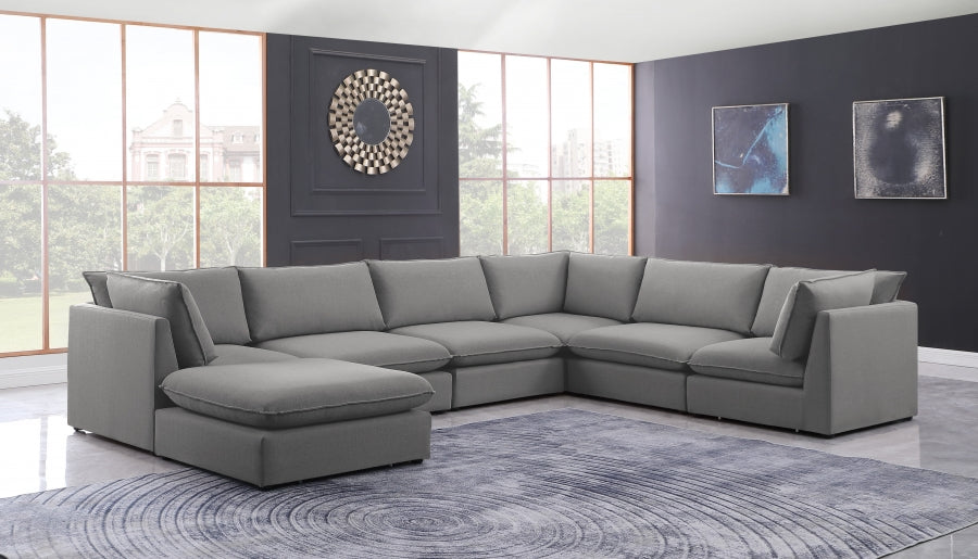 Mackenzie Grey Linen Textured Modular Sectional from Meridian - Luna Furniture