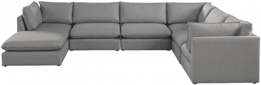 Mackenzie Grey Linen Textured Modular Sectional from Meridian - Luna Furniture