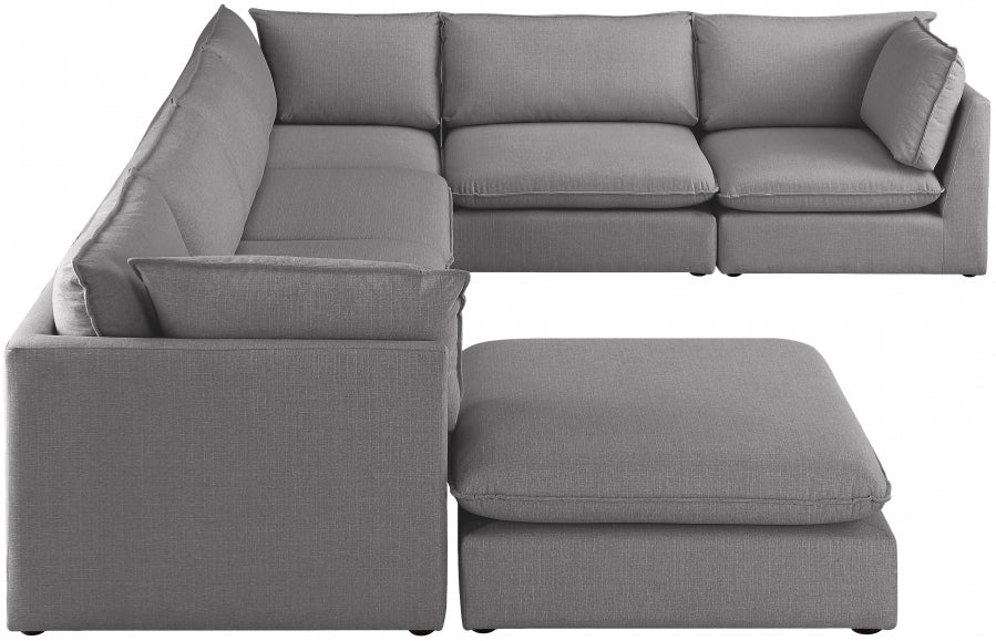 Mackenzie Grey Linen Textured Modular Sectional from Meridian - Luna Furniture