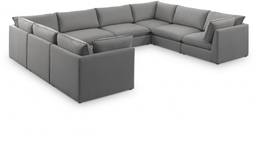 Mackenzie Grey Linen Textured Modular Sectional from Meridian - Luna Furniture