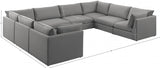 Mackenzie Grey Linen Textured Modular Sectional from Meridian - Luna Furniture