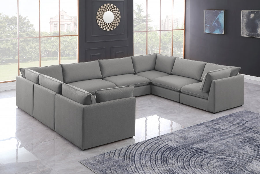 Mackenzie Grey Linen Textured Modular Sectional from Meridian - Luna Furniture