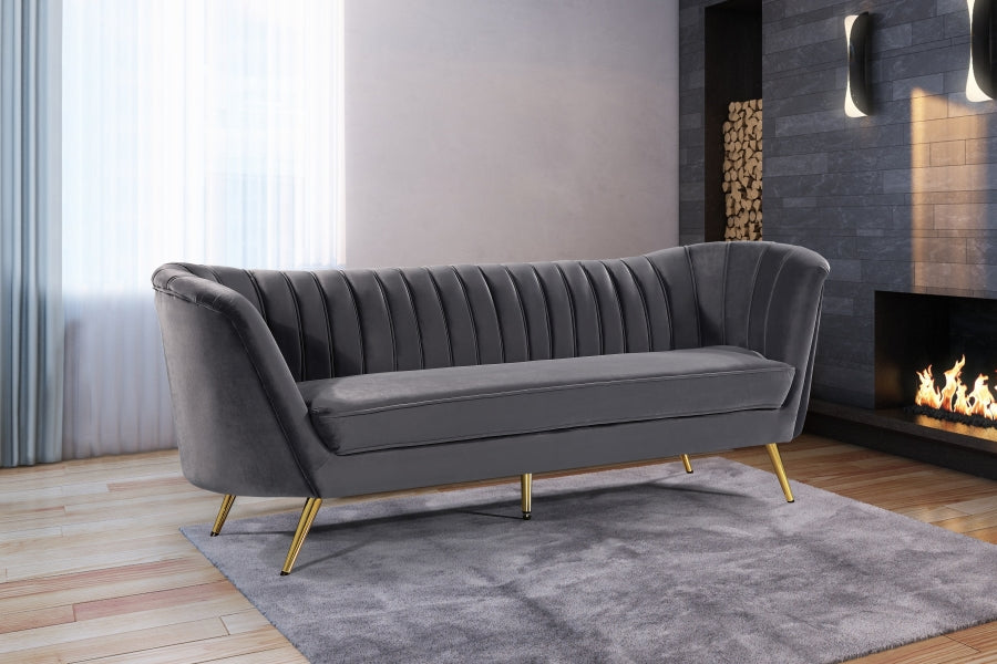 Margo Grey Velvet Sofa from Meridian - Luna Furniture