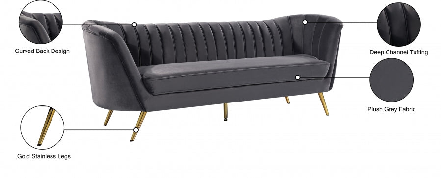 Margo Grey Velvet Sofa from Meridian - Luna Furniture