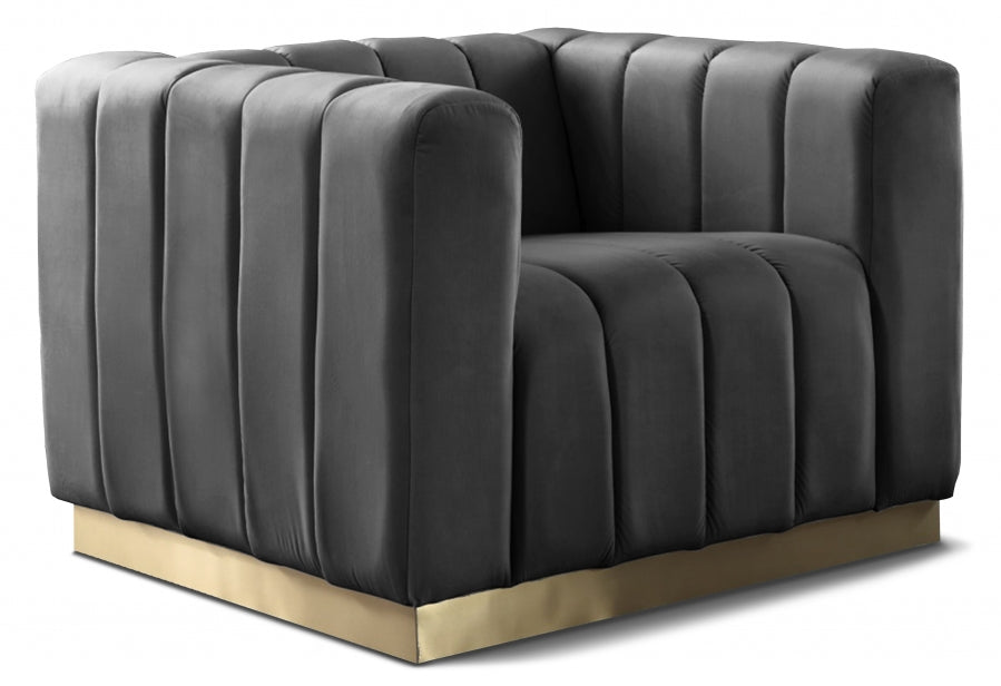 Marlon Grey Velvet Chair from Meridian - Luna Furniture