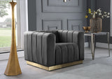 Marlon Grey Velvet Chair from Meridian - Luna Furniture