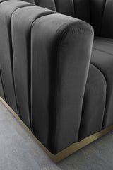 Marlon Grey Velvet Chair from Meridian - Luna Furniture