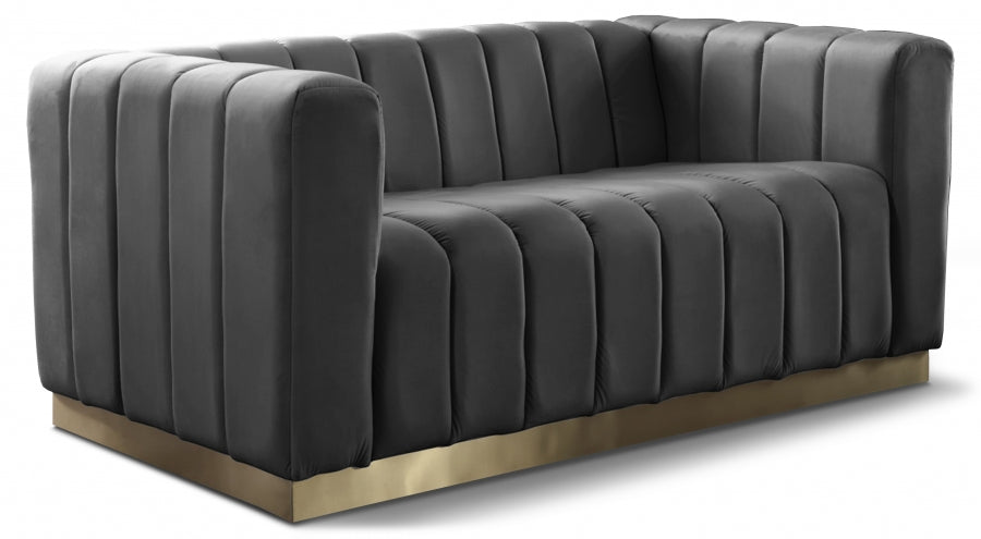 Marlon Grey Velvet Loveseat from Meridian - Luna Furniture