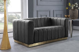 Marlon Grey Velvet Loveseat from Meridian - Luna Furniture