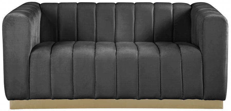 Marlon Grey Velvet Loveseat from Meridian - Luna Furniture