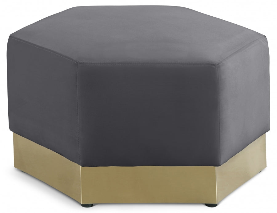 Marquis Grey Velvet Ottoman from Meridian - Luna Furniture