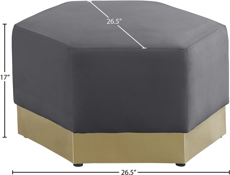 Marquis Grey Velvet Ottoman from Meridian - Luna Furniture