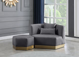 Marquis Grey Velvet Ottoman from Meridian - Luna Furniture