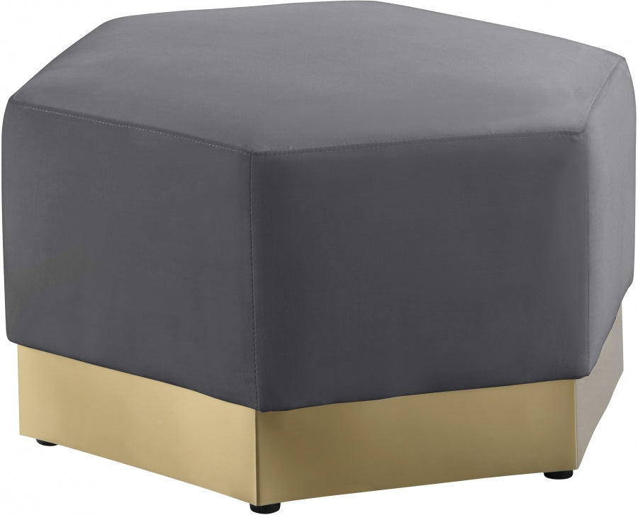 Marquis Grey Velvet Ottoman from Meridian - Luna Furniture