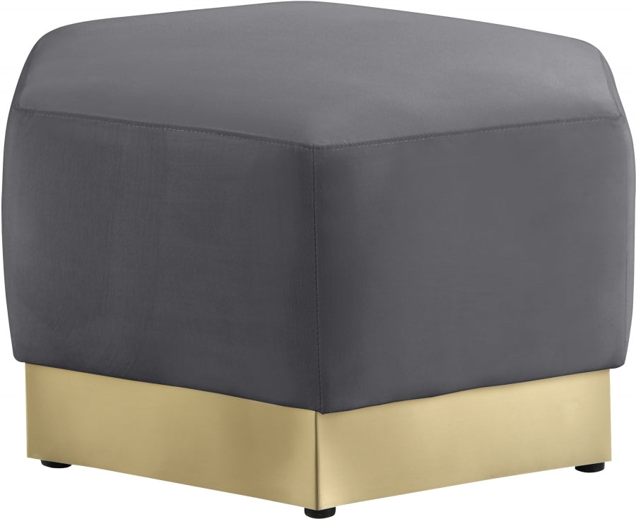 Marquis Grey Velvet Ottoman from Meridian - Luna Furniture