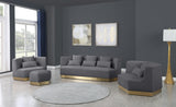 Marquis Grey Velvet Ottoman from Meridian - Luna Furniture