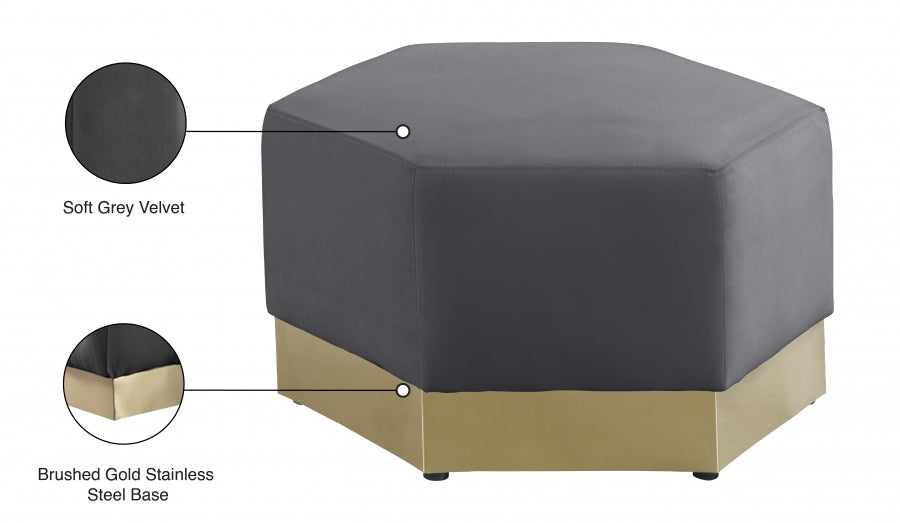 Marquis Grey Velvet Ottoman from Meridian - Luna Furniture