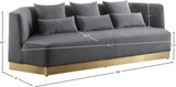 Marquis Grey Velvet Sofa from Meridian - Luna Furniture