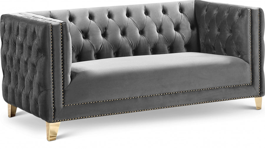 Michelle Grey Velvet Loveseat from Meridian - Luna Furniture