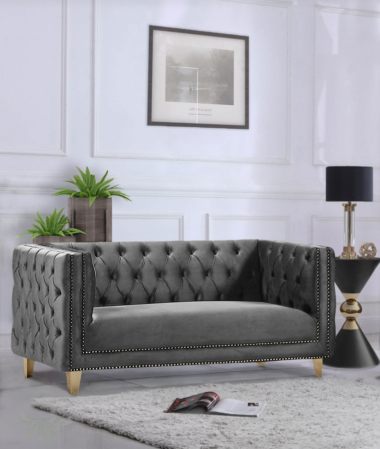 Michelle Grey Velvet Loveseat from Meridian - Luna Furniture