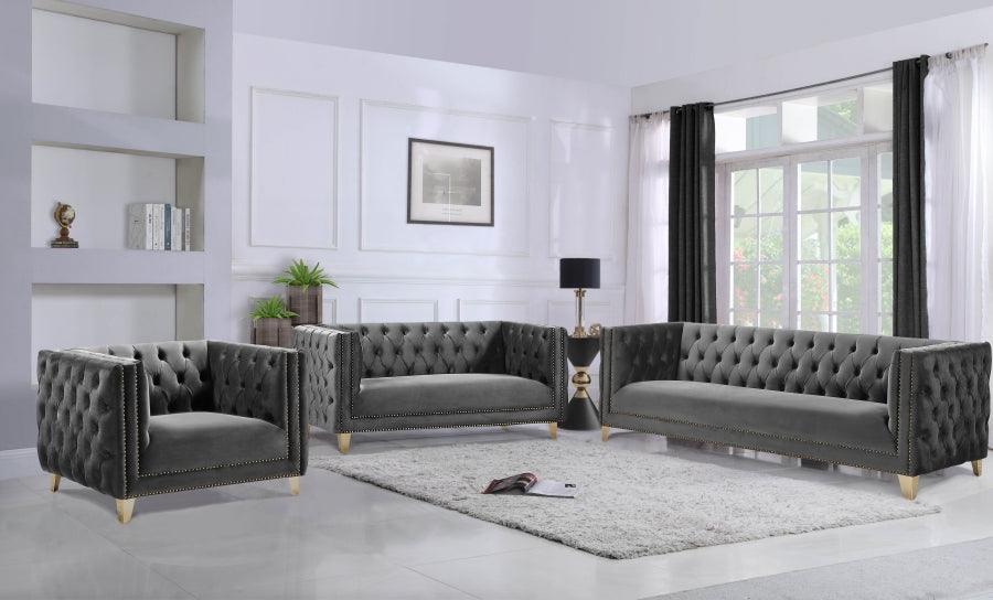 Michelle Grey Velvet Loveseat from Meridian - Luna Furniture