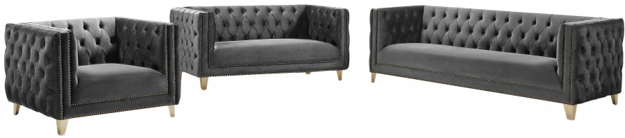 Michelle Grey Velvet Loveseat from Meridian - Luna Furniture