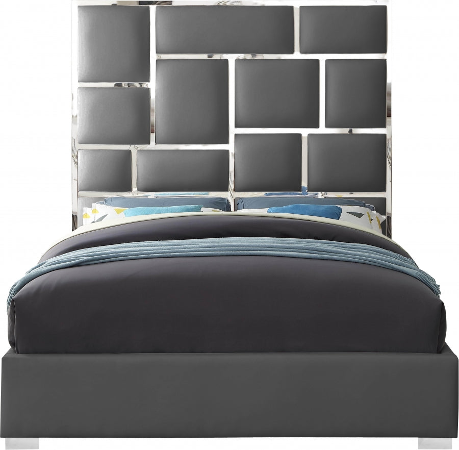 Milan Grey Faux Leather King Bed from Meridian - Luna Furniture