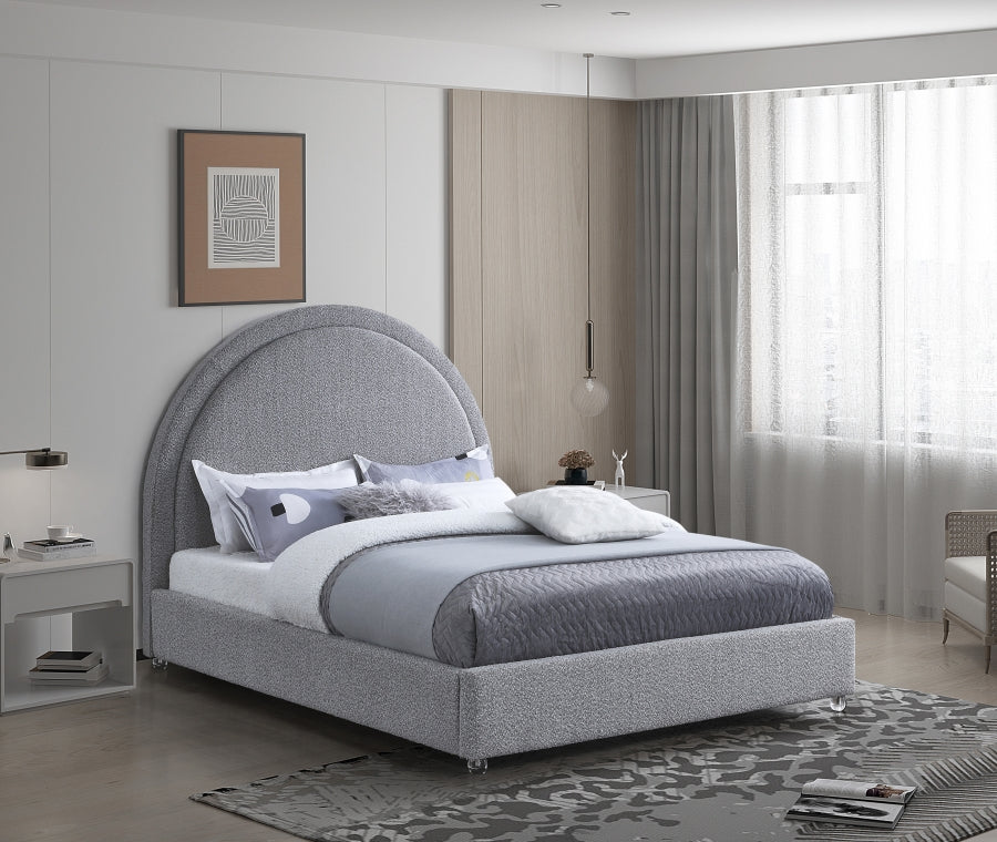 Milo Grey Boucle Fabric Full Bed from Meridian - Luna Furniture