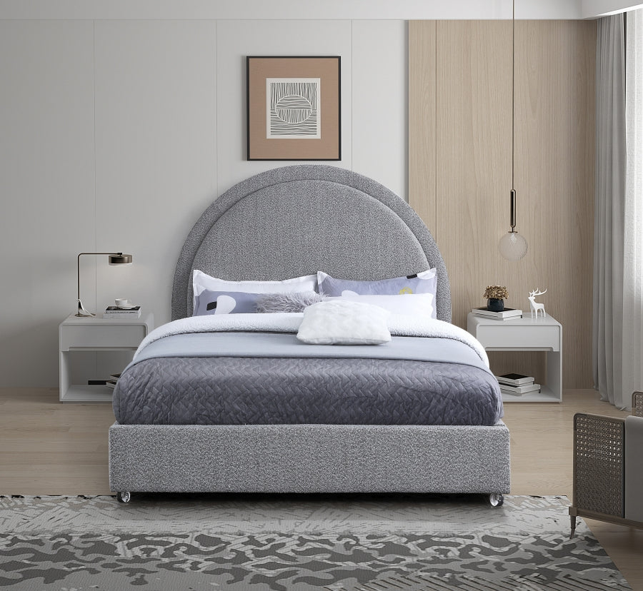 Milo Grey Boucle Fabric Full Bed from Meridian - Luna Furniture