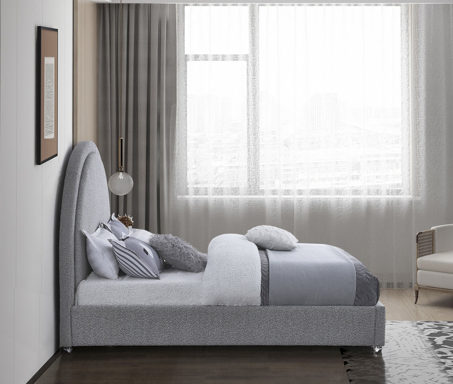 Milo Grey Boucle Fabric Full Bed from Meridian - Luna Furniture