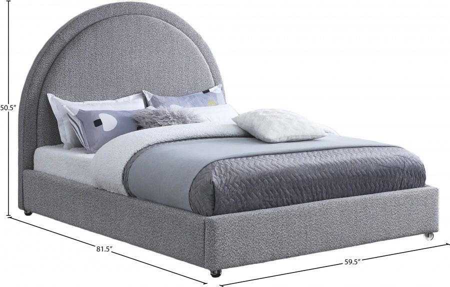 Milo Grey Boucle Fabric Full Bed from Meridian - Luna Furniture