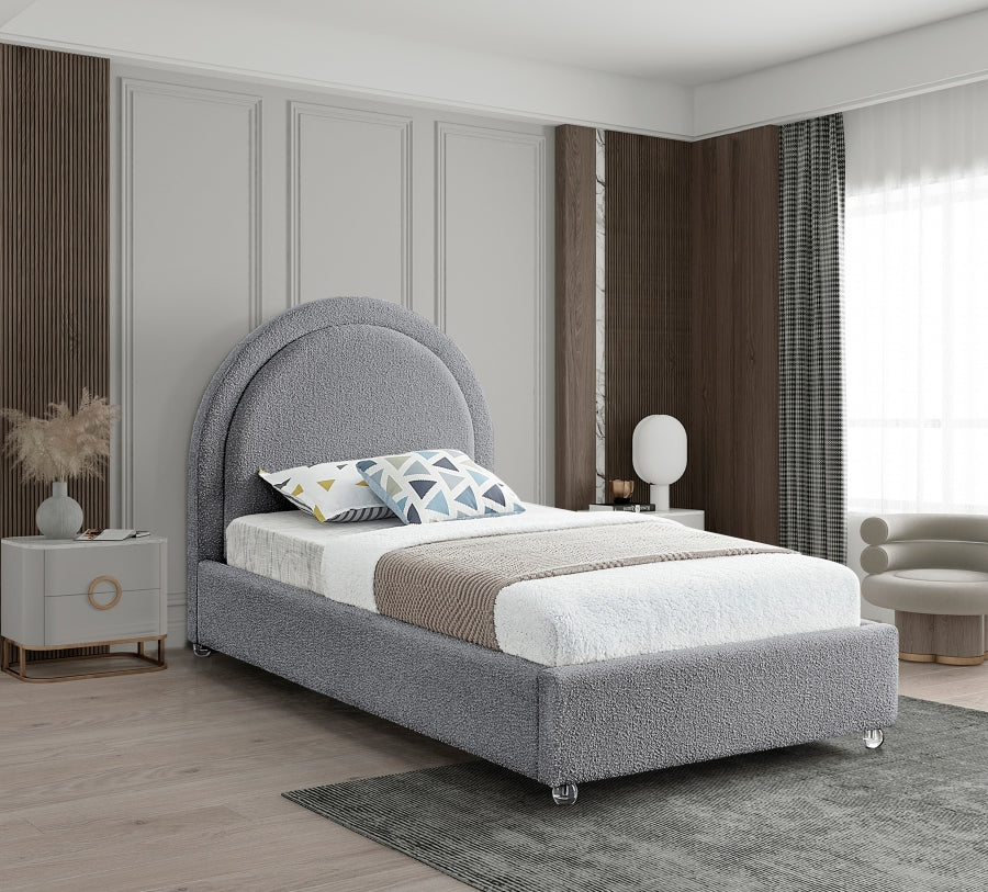 Milo Grey Boucle Fabric Twin Bed from Meridian - Luna Furniture