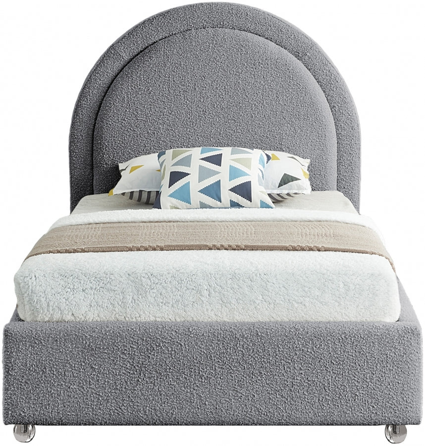 Milo Grey Boucle Fabric Twin Bed from Meridian - Luna Furniture