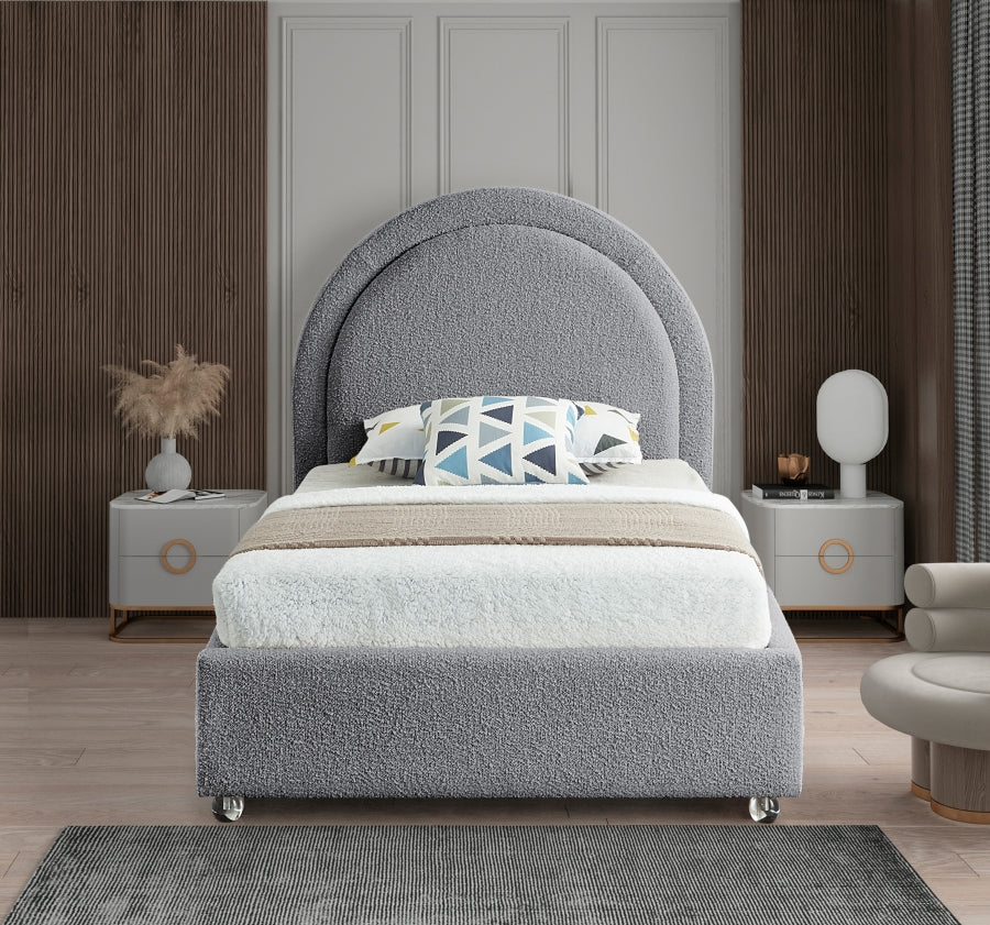 Milo Grey Boucle Fabric Twin Bed from Meridian - Luna Furniture