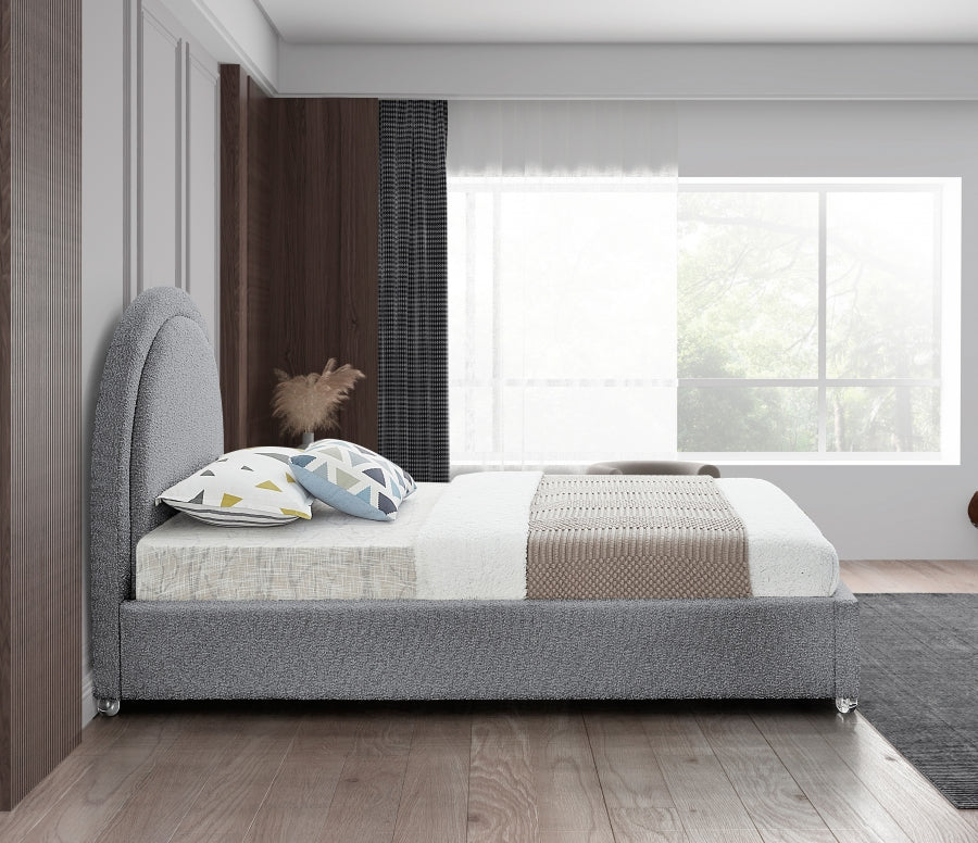 Milo Grey Boucle Fabric Twin Bed from Meridian - Luna Furniture