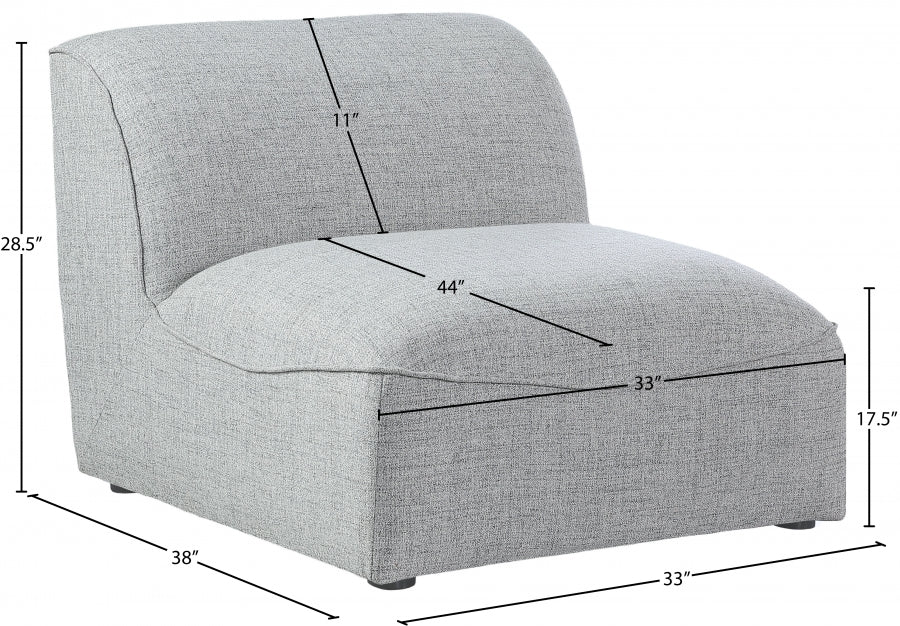 Miramar Grey Modular Armless Chair from Meridian - Luna Furniture