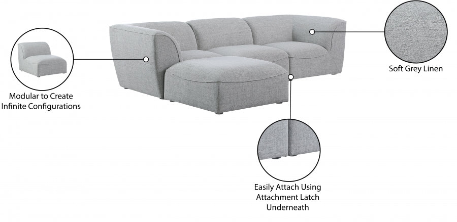 Miramar Grey Modular Sectional from Meridian - Luna Furniture