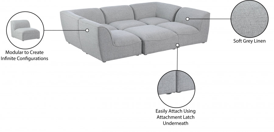 Miramar Grey Modular Sectional from Meridian - Luna Furniture