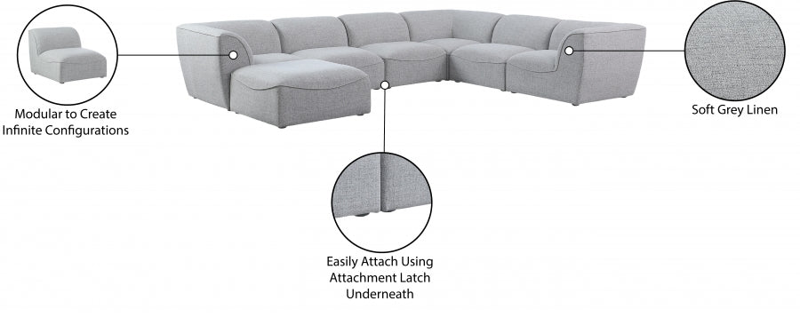 Miramar Grey Modular Sectional from Meridian - Luna Furniture